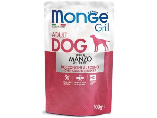 Фото - вологий корм (консерви) Monge Dog Grill Adult Beef & Vegetables вологий корм для собак ЯЛОВИЧИНА та ОВОЧІ, пауч