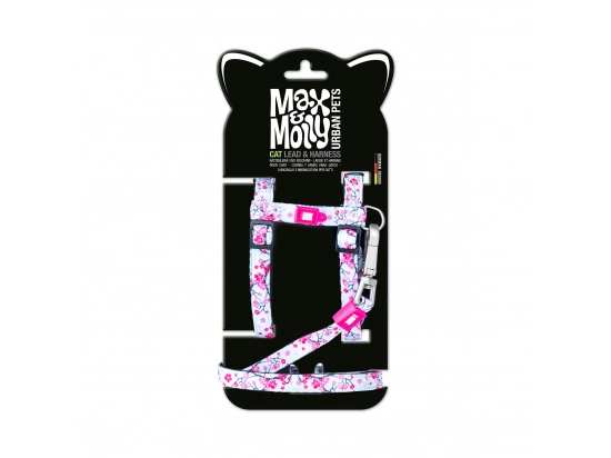 Фото - шлейки, ошейники Max & Molly Urban Pets Cat Harness/Leash Set шлея с поводком для кошек Cherry Bloom