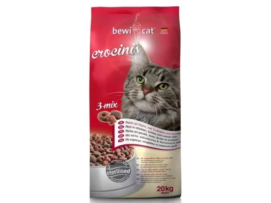 Фото - сухой корм Bewi Cat (Беви Кэт) Crocinis 3-mix корм взрослых кошек Кроcинис 3-микс