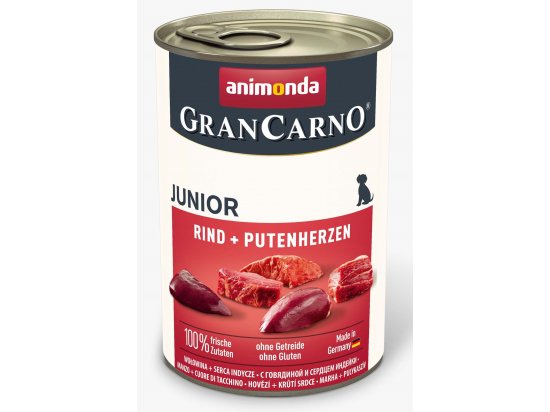 Фото - вологий корм (консерви) Animonda (Анімонда) GranCarno Junior Beef & Turkey hearts вологий корм для цуценят ЯЛОВИЧИНА та ІНДИЧКА