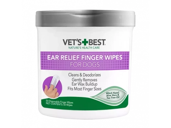 Фото - повсякденна косметика Vets Best (Ветс Бест) EAR RELIEF FINGER WIPES серветки для догляду за вухами для собак