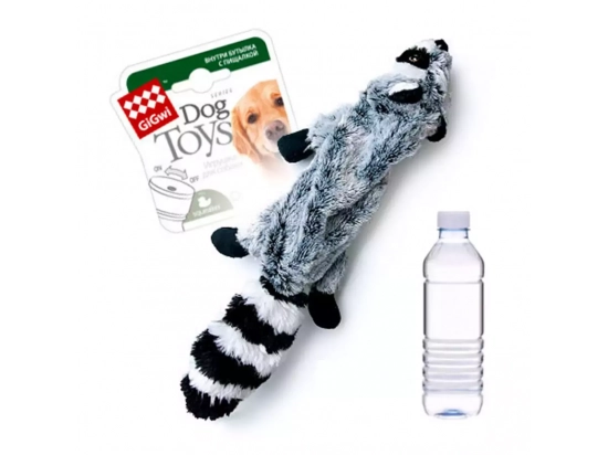 Фото - іграшки GiGwi (Гігві) Catch & Fetch ШКУРКА ЄНОТА іграшка для собак з пляшкою пищалкою, 51 см
