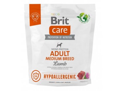 Фото - сухий корм Brit Care Dog Hypoallergenic Adult Medium Breed Lamb гіпоалергенний сухий корм для собак середніх порід ЯГНЯ
