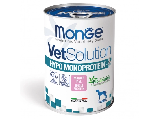 Фото - ветеринарні корми Monge Dog VetSolution Hypo Monoprotein Pork лікувальний вологий монопротеїновий корм для собак для зниження непереносимості інгредієнтів СВИНИНА