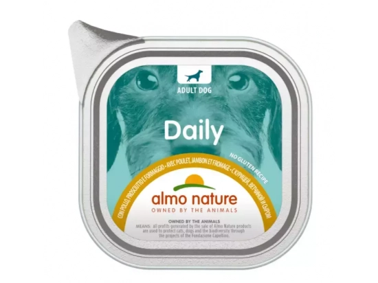 Фото - вологий корм (консерви) Almo Nature Daily CHICKEN, HAM & CHEESE консерви для собак КУРКА, ШИНКА ТА СИР