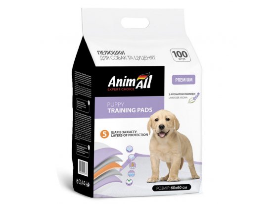 AnimAll одноразові пелюшки для собак і цуценят з ароматом лаванди, 60 х 60 см - 2 фото