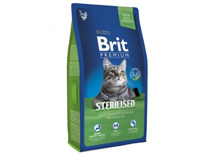 Фото - сухий корм Brit Premium Cat Sterilized Chicken & Chicken Liver сухий корм для кастрованих котів та стерилізованих кішок КУРКА та КУРЯЧА ПЕЧІНКА
