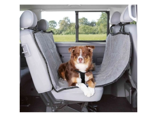 Фото - аксесуари в авто Trixie Покривало на автокрісло для собак, світло-сіре/чорне (1313)