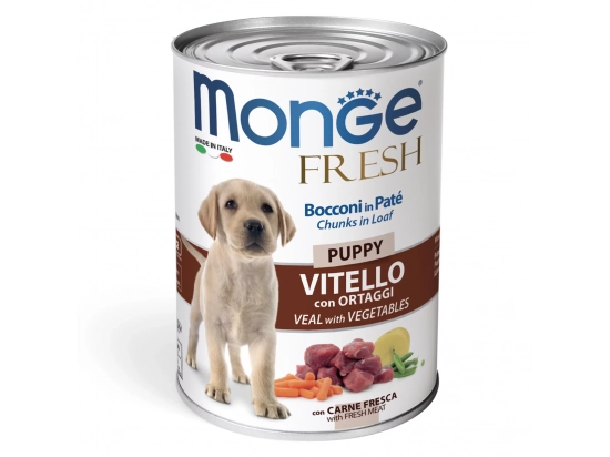 Фото - влажный корм (консервы) Monge Dog Fresh Puppy Veal & Vegetables влажный корм для щенков ТЕЛЯТИНА и ОВОЩИ