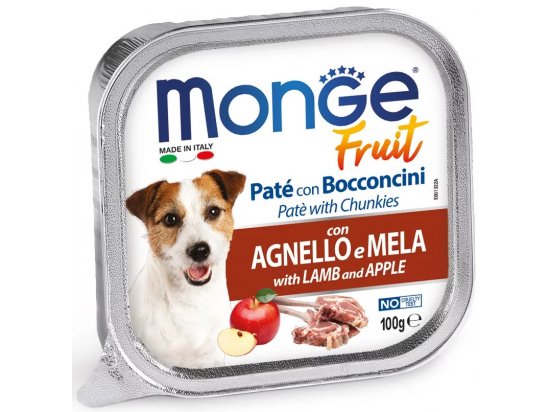 Фото - влажный корм (консервы) Monge Dog Fruit Adult Lamb & Apple влажный корм для собак ЯГНЕНОК и ЯБЛОКО, паштет