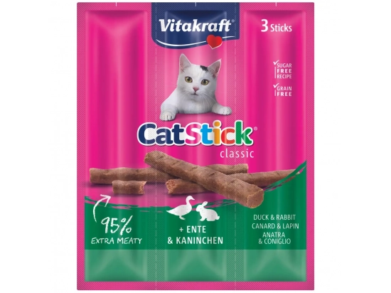 Фото - лакомства Vitakraft (Витакрафт) CatStick Duck & Rabbit лакомство для кошек, палочки УТКА и КРОЛИК