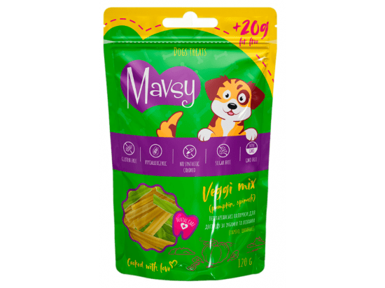 Фото - ласощі Mavsy Dental Care Veggi Stick Mix ласощі палички для собак ГАРБУЗ та ШПИНАТ