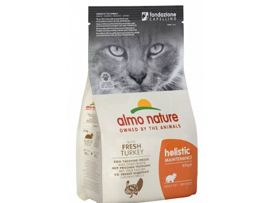 Фото - сухий корм Almo Nature Holistic MAINTENANCE ADULT CAT WITH FRESH TURKEY сухий корм для дорослих котів ІНДИЧКА