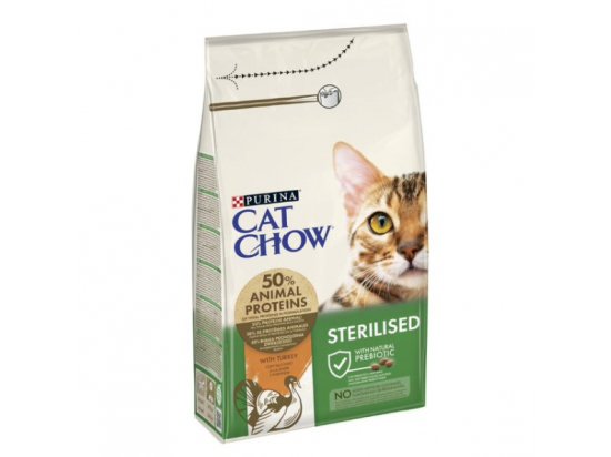 Cat Chow STERILISED корм для кастрированных котов и стерилизованных кошек ИНДЕЙКА