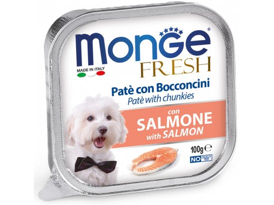 Фото - вологий корм (консерви) Monge Dog Fresh Adult Salmon вологий корм для собак ЛОСОСЬ, паштет