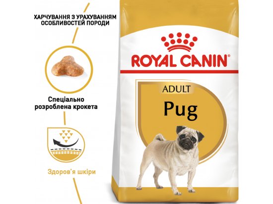Фото - сухой корм Royal Canin PUG ADULT (МОПС ЭДАЛТ) корм для собак от 10 месяцев