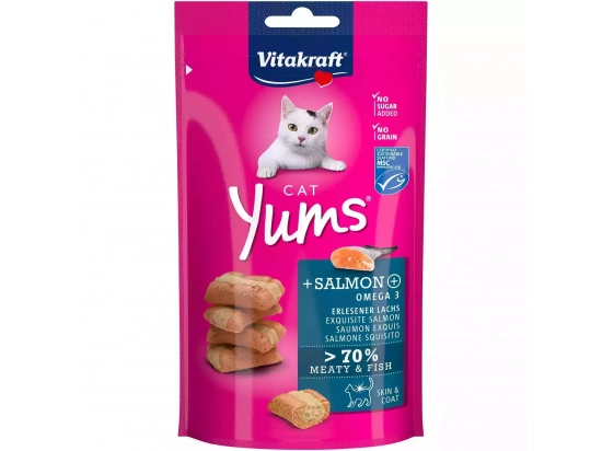 Фото - лакомства Vitakraft (Витакрафт) Cat Yums Salmon & Omega 3 лакомство для кошек ЛОСОСЬ и ОМЕГА 3