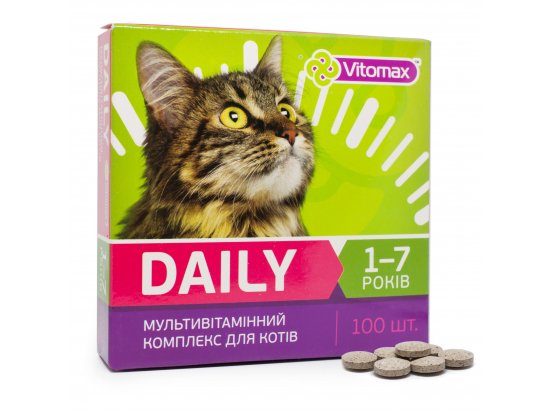Фото - вітаміни та мінерали Vitomax Daily мультивітамінний комплекс для котів 1-7 років