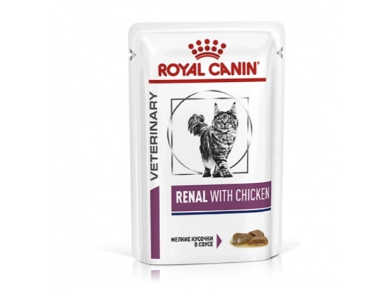 Фото - ветеринарні корми Royal Canin RENAL CHICKEN лікувальні консерви для кішок з нирковою недостатністю
