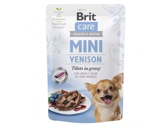 Фото - влажный корм (консервы) Brit Care Dog Mini Fillets in Gravy Vension консервы для собак мелких пород ОЛЕНИНА В СОУСЕ