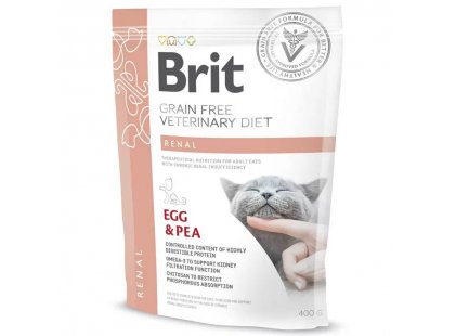Фото - ветеринарные корма Brit Veterinary Diet Cat Grain Free Renal Egg & Pea беззерновой сухой корм для кошек при заболеваниях почек ЯЙЦА и ГОРОХ