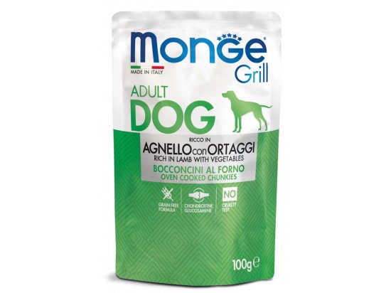 Фото - вологий корм (консерви) Monge Dog Grill Adult Lamb & Vegetables вологий корм для собак ЯГНЯ та ОВОЧІ, пауч