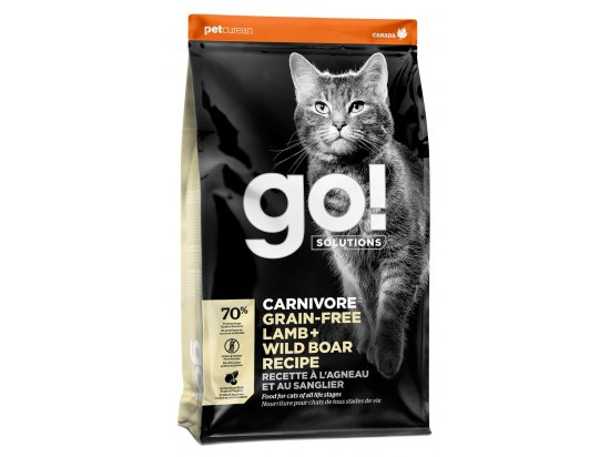 Фото - сухий корм GO! Solutions Carnivore Grain-free Lamb & Wild Boar Recipe беззерновий корм для котів і кошенят ЯГНЯ та ДИКИЙ КАБАН