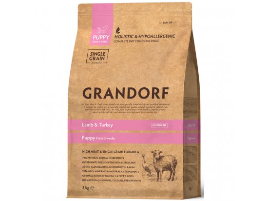 Фото - сухий корм Grandorf (Грандорф) Lamb & Turkey Puppy сухий корм для цуценят всіх порід, вагітних і собак, що годують ЯГНЯ та ІНДИЧКА