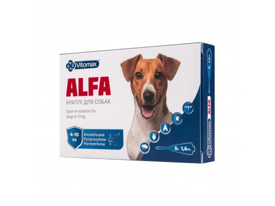 Фото - від бліх та кліщів Vitomax Alfa Протипаразитарні краплі на холку проти бліх та кліщів для собак