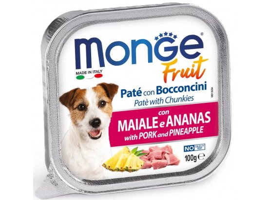 Фото - влажный корм (консервы) Monge Dog Fruit Adult Pork & Pineapple влажный корм для собак СВИНИНА и АНАНАС, паштет