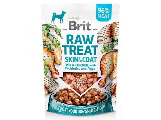 Фото - ласощі Brit Care Dog Raw Treat Skin & Coat Freeze-dried Fish & Chicken ласощі для шкіри та шерсті собак РИБА І КУРКА