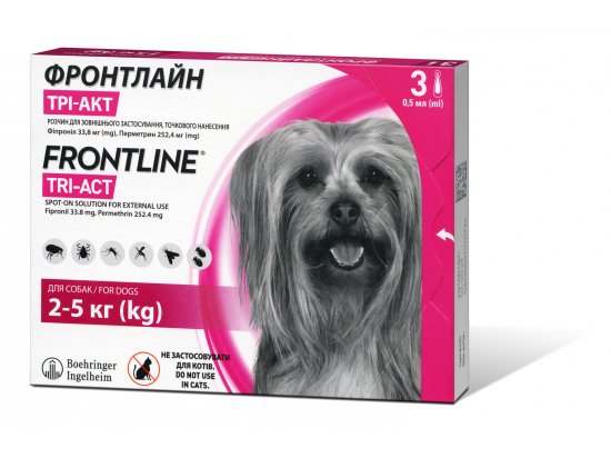 Frontline Tri-Act краплі від бліх, кліщів та комарів для собак