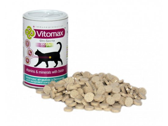 Фото - витамины и минералы Vitomax Комплекс витаминов с биотином для здоровой кожи и шерсти кошек