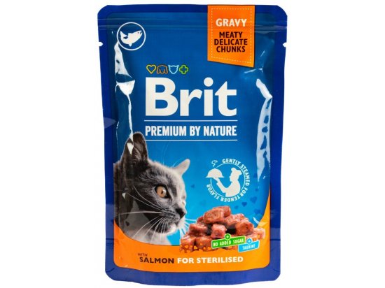 Фото - влажный корм (консервы) Brit Premium Cat Sterilized Salmon консервы для стерилизованных кошек, кусочки в соусе ЛОСОСЬ