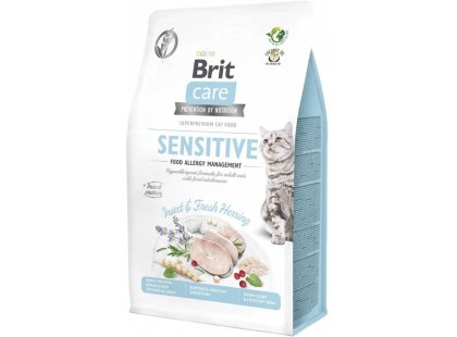 Фото - сухий корм Brit Care Cat Grain Free Sensitive Insect & Herring беззерновий сухий корм для котів з чутливим травленням КОМАХИ і ОСЕЛЕДЕЦЬ