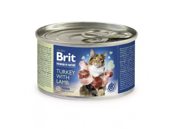 Фото - влажный корм (консервы) Brit Premium Cat Turkey & Lamb консервы для кошек, паштет ИНДЕЙКА и ЯГНЕНОК