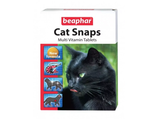 Фото - вітаміни та мінерали Beaphar Cat Snaps вітамінізовані ласощі для кішок з креветками, таурином та біотином