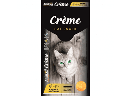 Фото - ласощі AnimAll Cat Snack Creme ласощі у вигляді крему для котів КУРКА ТА ЛОСОСЬ