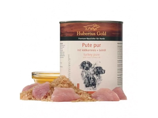 Фото - влажный корм (консервы) Hubertus Gold (Хубертус Голд) ИНДЕЙКА С РИСОМ и льняным маслом консервы для собак