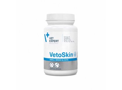 Фото - для шкіри та шерсті VetExpert (ВетЕксперт) VetoSkin (ВетоСкін) Small Breed & Cat харчова добавка при захворюваннях шкіри для собак дрібних порід та кішок