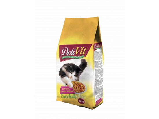 Фото - сухой корм Delivit (Деливит) Mix Adult Cat Meet, Cereals & Vitamins сухой корм для взрослых кошек МЯСО, ЗЛАКИ и ВИТАМИНЫ