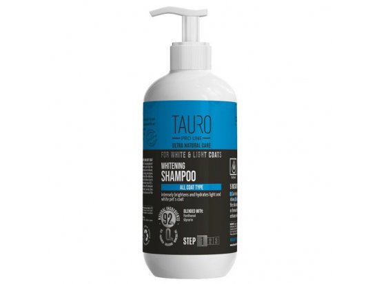 Фото - повседневная косметика Tauro (Тауро) Pro Line Ultra Natural Care Whitening Shampoo отбеливающий шампунь для собак и кошек с белым и светлым окрасом шерсти