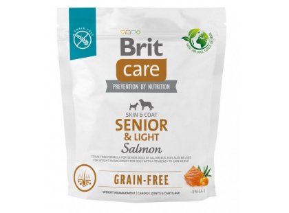 Фото - сухой корм Brit Care Dog Grain Free Senior & Light Salmon беззерновой сухой корм для кожи и шерсти стареющих собак ЛОСОСЬ