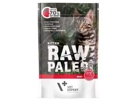 Фото - вологий корм (консерви) Vet Expert Raw Paleo (Роу Палео) Kitten Cat Beef вологий корм для кошенят ЯЛОВИЧИНА