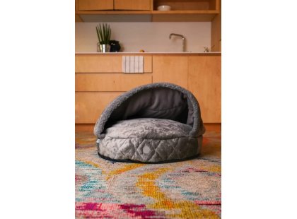 Фото - лежаки, матраси, килимки та будиночки Harley & Cho COVER PLUSH GREY лежак з капюшоном для собак, сірий