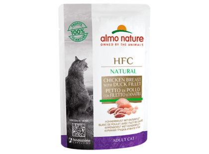 Фото - влажный корм (консервы) Almo Nature HFC NATURAL CHICKEN & DUCK консервы для кошек КУРИЦА и УТКА, пауч