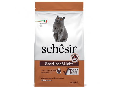Фото - сухий корм Schesir STERILIZED LIGHT сухий монопротеїновий корм для стерилізованих кішок та кастрованих котів КУРКА