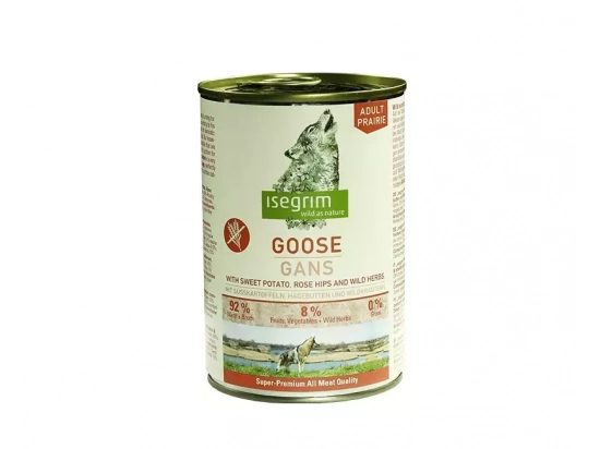 Фото - вологий корм (консерви) Isegrim (Ізегрім) Goose with Sweet Potato Rose Hip & Wild Herbs Консерви для собак з м'ясом гусака, бататом, шипшиною і дикими травами