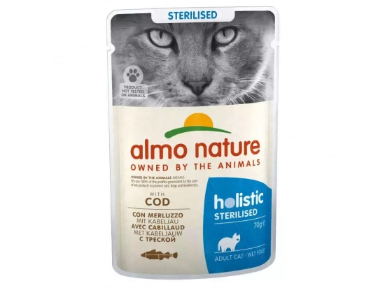 Фото - вологий корм (консерви) Almo Nature Holistic FUNCTIONAL STERILISED консерви для стерилізованих кішок ТРІСКА, 70 г