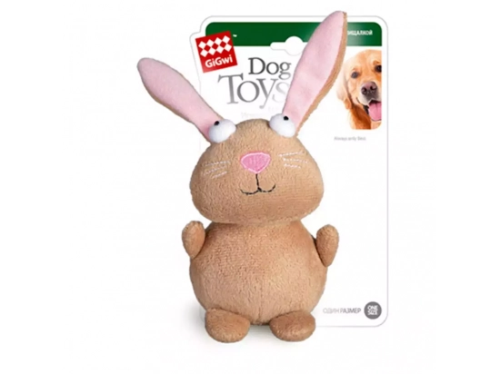 Фото - игрушки GiGwi (Гигви) Plush Friendz КРОЛИК игрушка для собак с пищалкой, 16 см